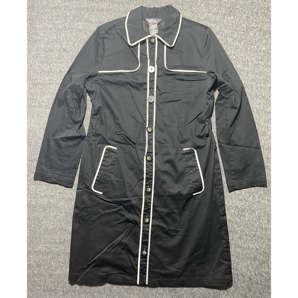 Vintage Black Trench Coat George ME By Mark Eisen Size S-4/6